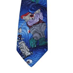 Specialties Hallmark Mens Tie Golf Day By MMG Corp Golfing Bear Blue 55 x 3-3/4
